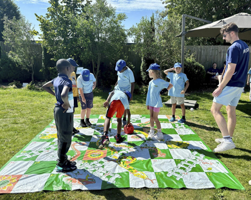 Children playing a game outside