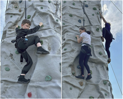 Children on the climbing tower